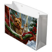 Yorkshire Terrier Hond Kerstfeest Groot Cadeauzakje (Voorkant Gekanteld)
