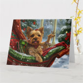Yorkshire Terrier Hond Kerstfeest Kaart (Gele Bloem)