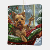 Yorkshire Terrier Hond Kerstfeest Keramisch Ornament (Links)