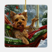 Yorkshire Terrier Hond Kerstfeest Keramisch Ornament (Achterkant)