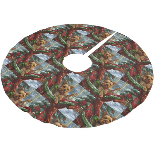 Yorkshire Terrier Hond Kerstfeest Kerstboom Rok (Gekanteld)