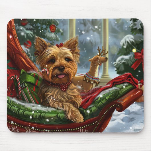 Yorkshire Terrier Hond Kerstfeest Muismat (Voorkant)