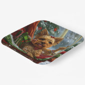 Yorkshire Terrier Hond Kerstfeest Papieren Bordje (Gebogen)