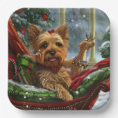 Yorkshire Terrier Hond Kerstfeest Papieren Bordje (Voorkant)