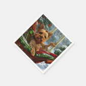 Yorkshire Terrier Hond Kerstfeest Servet (Hoek)