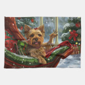Yorkshire Terrier Hond Kerstfeest Theedoek (Horizontaal)