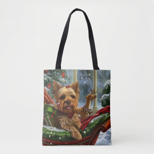 Yorkshire Terrier Hond Kerstfeest Tote Bag (Voorkant)