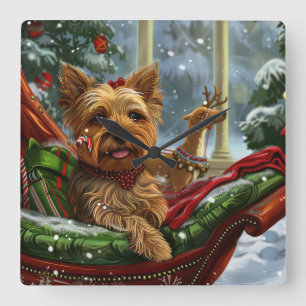 Yorkshire Terrier Hond Kerstfeest Vierkante Klok