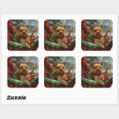 Yorkshire Terrier Hond Kerstfeest Vierkante Sticker (Vel)