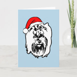 Yorkshire Terrier Hond Kerstmis Santa Hat Feestdagen Kaart