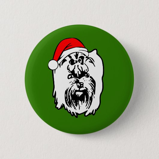 Yorkshire Terrier Hond Kerstmis Santa Hat Ronde Button 5,7 Cm (Voorkant)