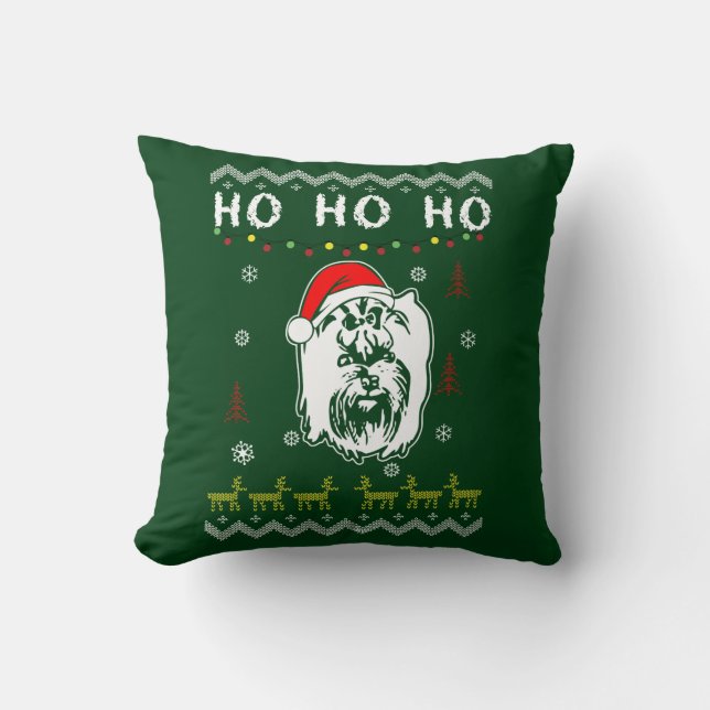 Yorkshire Terrier Hond Lelijk Kerstmis Ho Ho Ho Ho Kussen (Voorkant)
