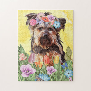 Yorkshire Terrier Hond met Bloemen Lente Legpuzzel