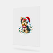 Yorkshire Terrier Hond met Coquette Bow Kerstmis Acryl Bord (Hoek)