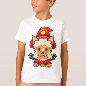 Yorkshire Terrier Hond met Halloween kostuum T-shirt (Voorkant)