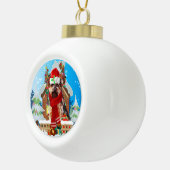 Yorkshire Terrier hond met kerstcadeaus Keramische Bal Ornament (Rechts)