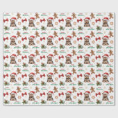 Yorkshire Terrier-hond met kerstmuts Kerstmis Cadeaupapier (Vlak)