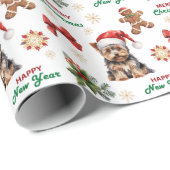 Yorkshire Terrier-hond met kerstmuts Kerstmis Cadeaupapier (Rol Hoek)