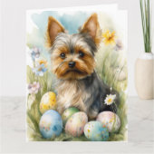 Yorkshire Terriër Hond met paaseieren Vakantie Kaart (Voorkant)