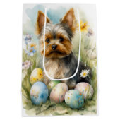Yorkshire Terriër Hond met paaseieren Vakantie Medium Cadeauzakje (Achterkant)