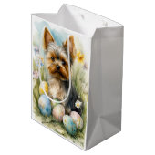 Yorkshire Terriër Hond met paaseieren Vakantie Medium Cadeauzakje (Achterkant Gekanteld)
