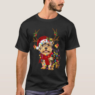Yorkshire Terriër Hond Met Rendier Hoorn Grappig C T-shirt