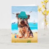 Yorkshire Terrier Hond op het strand Kaart (Gele Bloem)