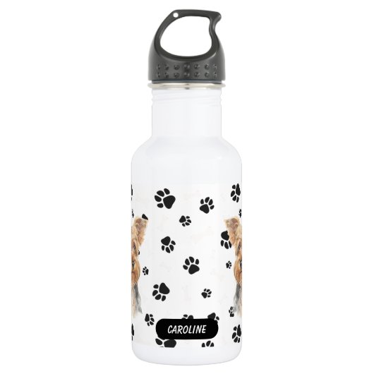 Yorkshire Terrier Hond Pawprint Waterfles (Voorkant)
