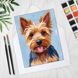 Yorkshire Terrier Hond Portret Schilderen Kaart