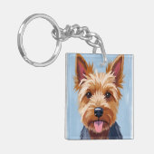 Yorkshire Terrier | Hond Portret Schilderen Sleutelhanger (Voorkant Links)