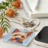 Yorkshire Terrier | Hond Portret Schilderen Sleutelhanger (Voorkant Rechts)