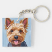 Yorkshire Terrier | Hond Portret Schilderen Sleutelhanger (Achterkant)