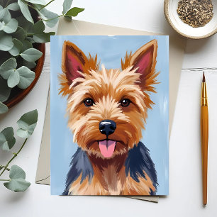 Yorkshire Terrier Hond Portret Schilderij Briefkaart