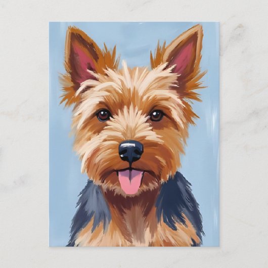 Yorkshire Terrier Hond Portret Schilderij Briefkaart (Voorkant)