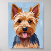 Yorkshire Terrier Hond Portret Schilderij Poster (Voorkant)