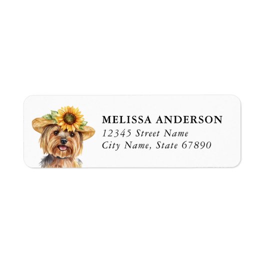 Yorkshire Terrier Hond Retour Adres Label (Voorkant)