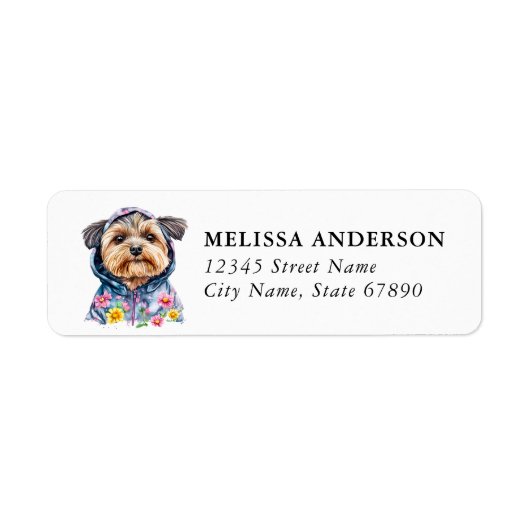 Yorkshire Terrier Hond Retour Adres Label (Voorkant)