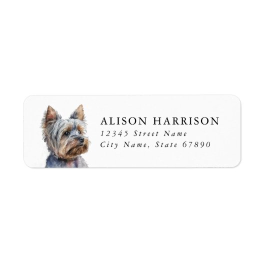 Yorkshire Terrier Hond Retouradres Label (Voorkant)
