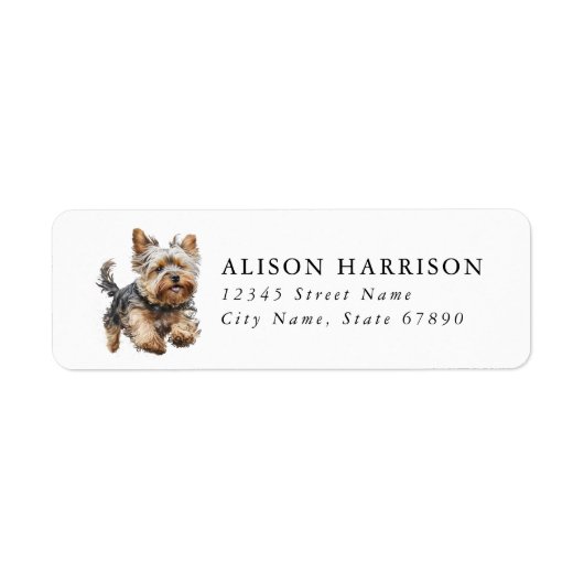 Yorkshire Terrier Hond Retouradres Label (Voorkant)