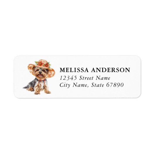 Yorkshire Terrier Hond Retouradres Label (Voorkant)