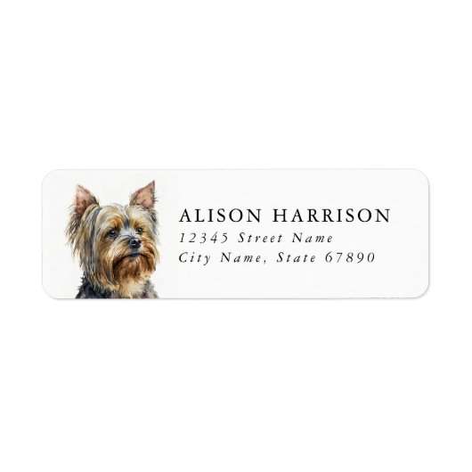 Yorkshire Terrier Hond Retouradres Label (Voorkant)