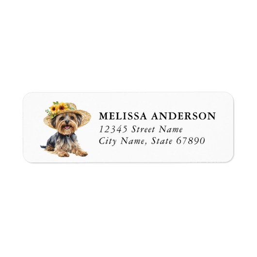 Yorkshire Terrier Hond Retouradres Label (Voorkant)