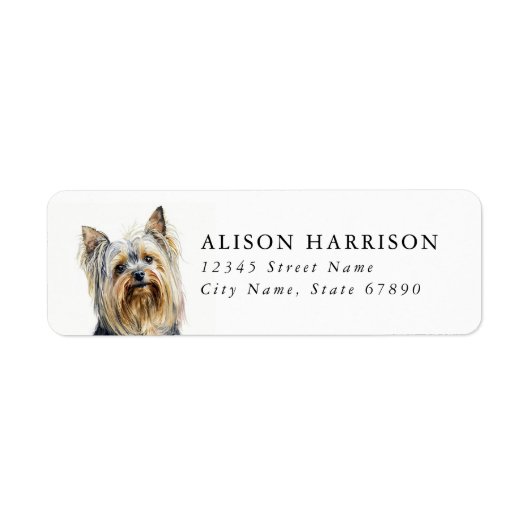 Yorkshire Terrier Hond Retouradres Label (Voorkant)
