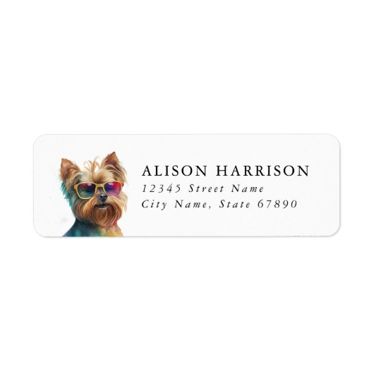 Yorkshire Terrier Hond Retouradres Label (Voorkant)