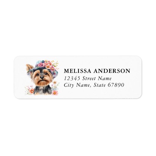 Yorkshire Terrier Hond Retouradres Label (Voorkant)