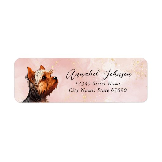 Yorkshire Terrier Hond Retouradres Labels (Voorkant)