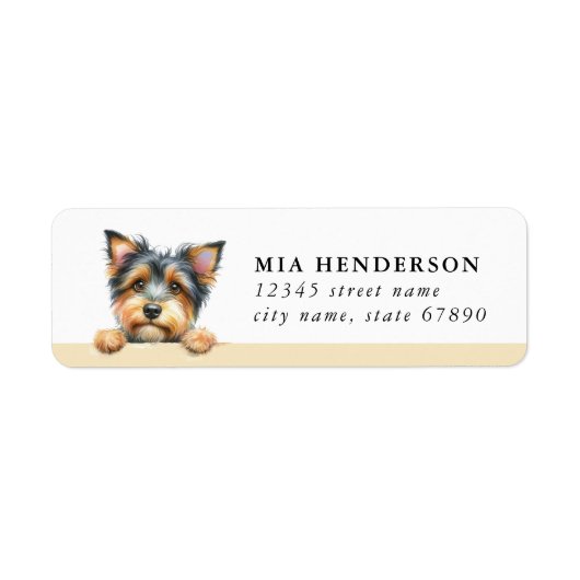 Yorkshire Terrier-hond retouradreslabel Etiket (Voorkant)