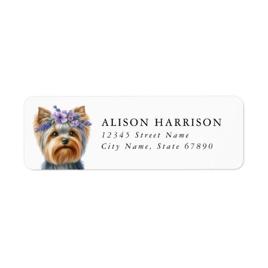 Yorkshire Terrier-hond retouradreslabel Etiket (Voorkant)