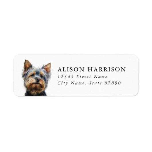 Yorkshire Terrier-hond retouradreslabel Etiket (Voorkant)