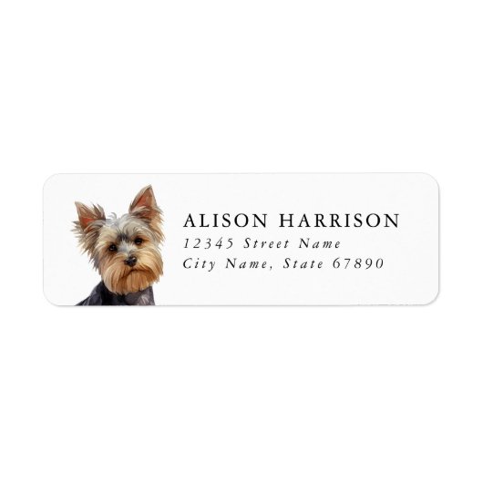 Yorkshire Terrier-hond retouradreslabel Etiket (Voorkant)